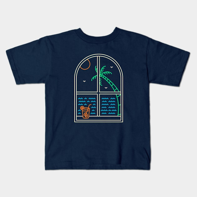 Summer Window Kids T-Shirt by VEKTORKITA